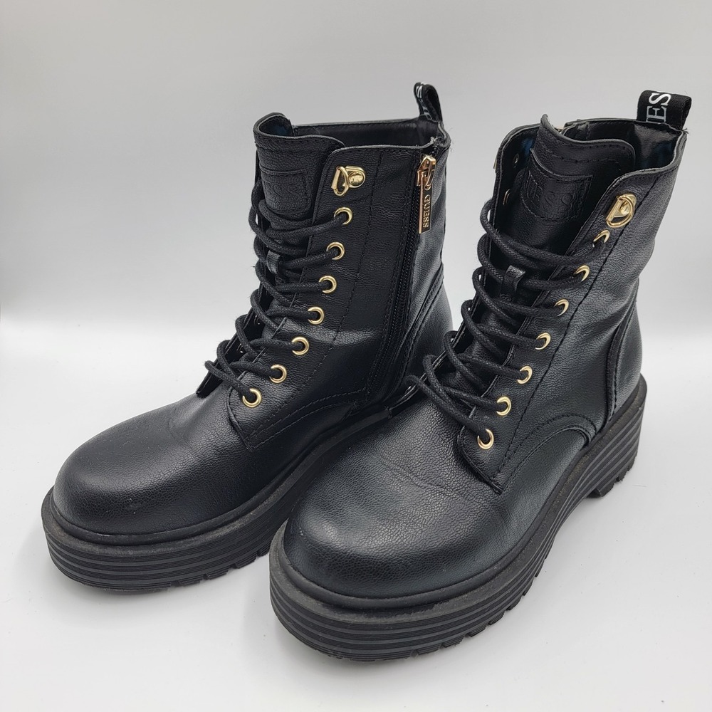 Guess Chunky Combat Boots Black Size 5.5M Wgryne Read‎